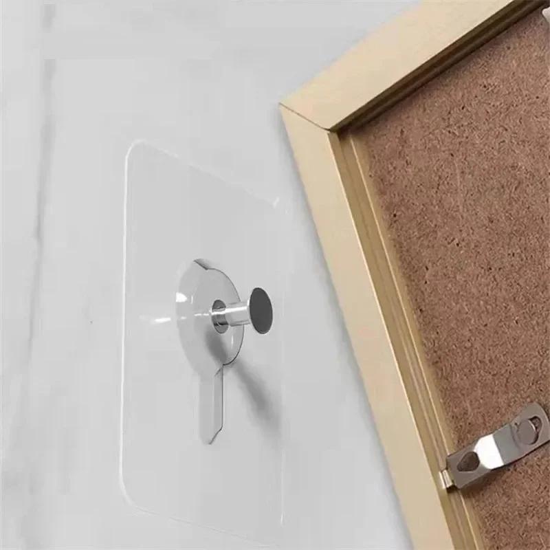 10/100Pcs Transparent Self-adhesive Wall Hooks Photo Frame Clock Screw Hook No Drilling No Nail Hanging Hangers Holder Organizer