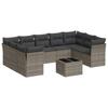 10-teiliges Gartensofa-Set mit Kissen Graues Poly-Rattan