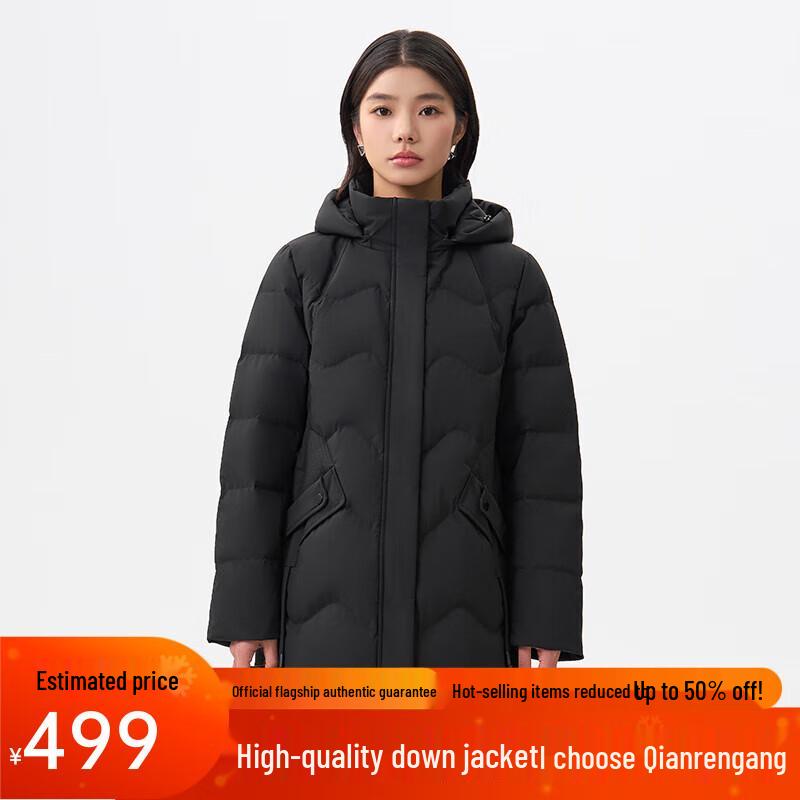 Qianrengang Women's Hooded Mid-Length Down Jacket Y309308Y