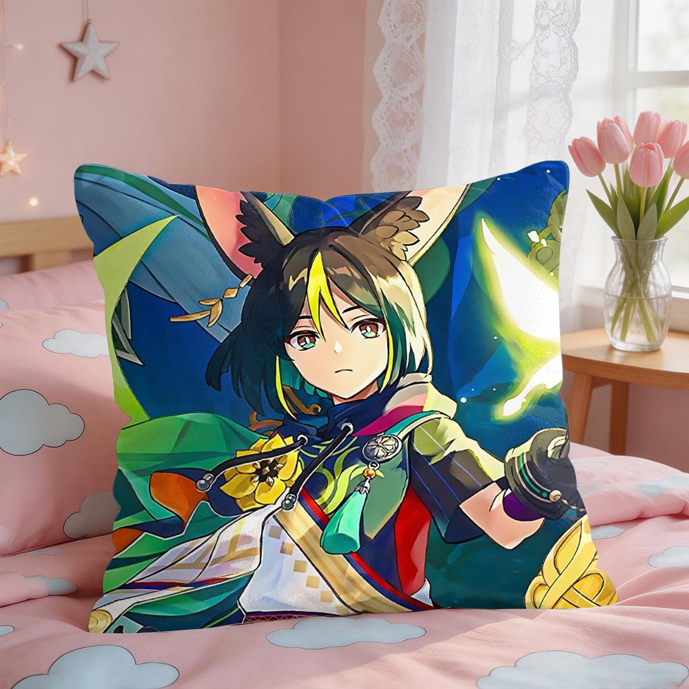Tighnari Genshin Impact Cushion Cover Square Short Plush Pillow Case Living Room Sofa Home Decor Funda X
