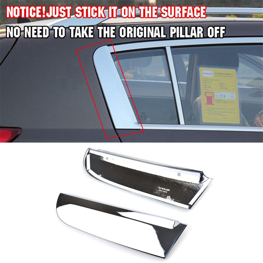 2Pcs Chrome Rear Window C Pillar Post Cover Trim Caps For 2011-2015 Kia Sportage