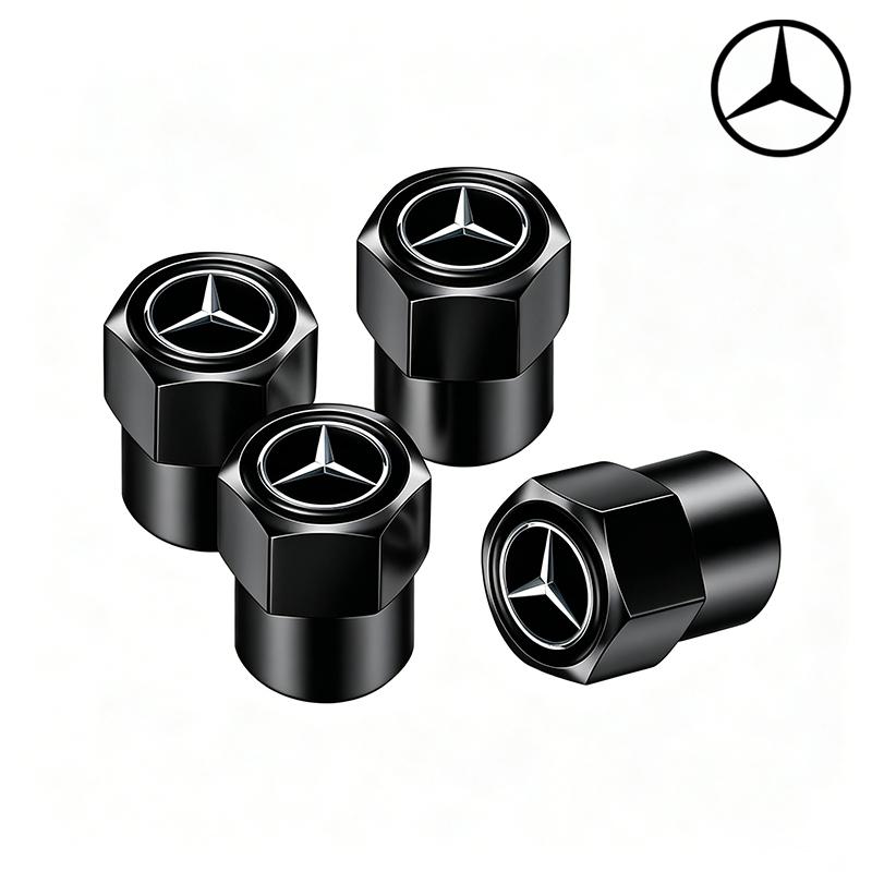 LXT3 4Pcs Metal Car Tire Valve Caps Waterproof Dustproof Anti-leak Air Accessories For Mercedes-Benz GLC X253 X254 C-Class W205 W206