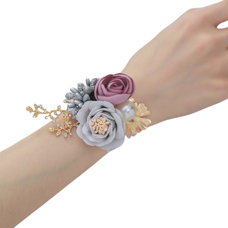 Grenzüberschreitende Hochzeitsrequisiten: Koreanischer Stil Braut & Bräutigam Simulationsblumen, Brautjungfern- & Trauzeugen-Anstecksträußchen, Kleine Geschenke