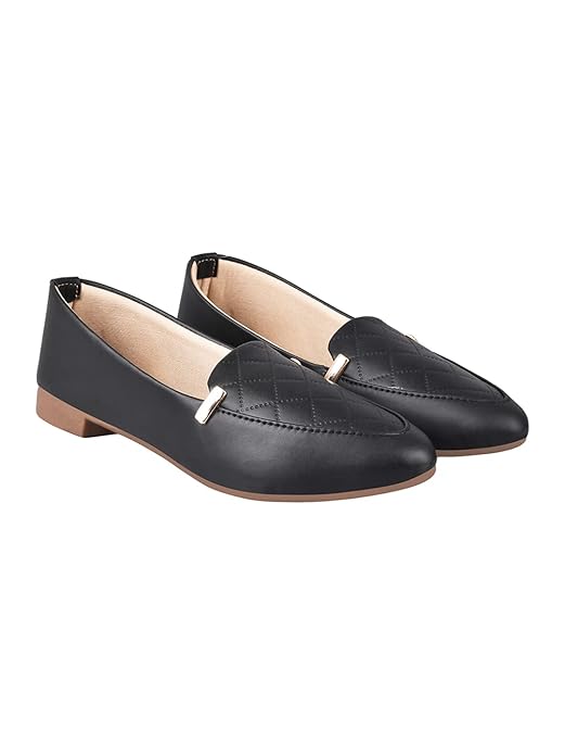 Shoetopia Женские балетки без шнуровки с бантом для женщин и девочек | Вечеринка, Этнический | Удобные EU38 : 22.5CM чёрный