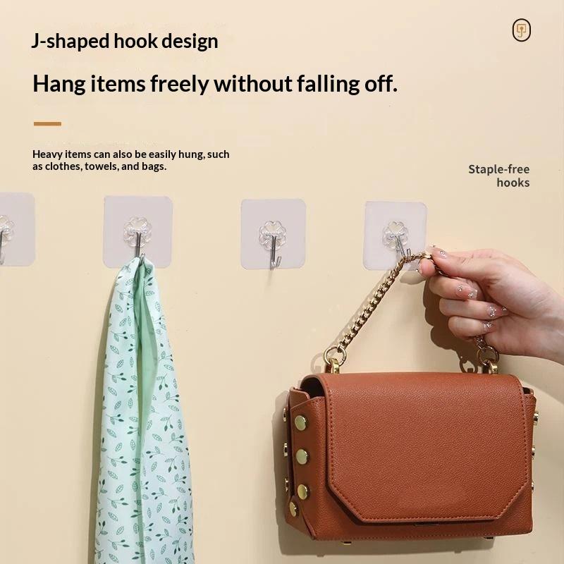 1Pcs Transparent Self Adhesive Wall Hooks Multipurpose Key Towel Holder For Kitchen Bathroom