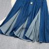 Retro Sleeveless A-Line Denim Dress with Turn-Down Collar and Cutout Waist