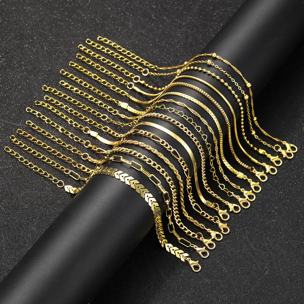 15 Stück Vintage Elegantes Goldfarbenes Herz Schlangenketten Armband Set Einfache Mehrfacharmbänder Für Frauen Mode Tägliches Tragen Schmuck Geschenk