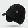 Unisex Plush Fur Lined Winter Beanie Hat Thermal Windproof Earflap Cap Thick Coldproof Knitted Hat Outdoor