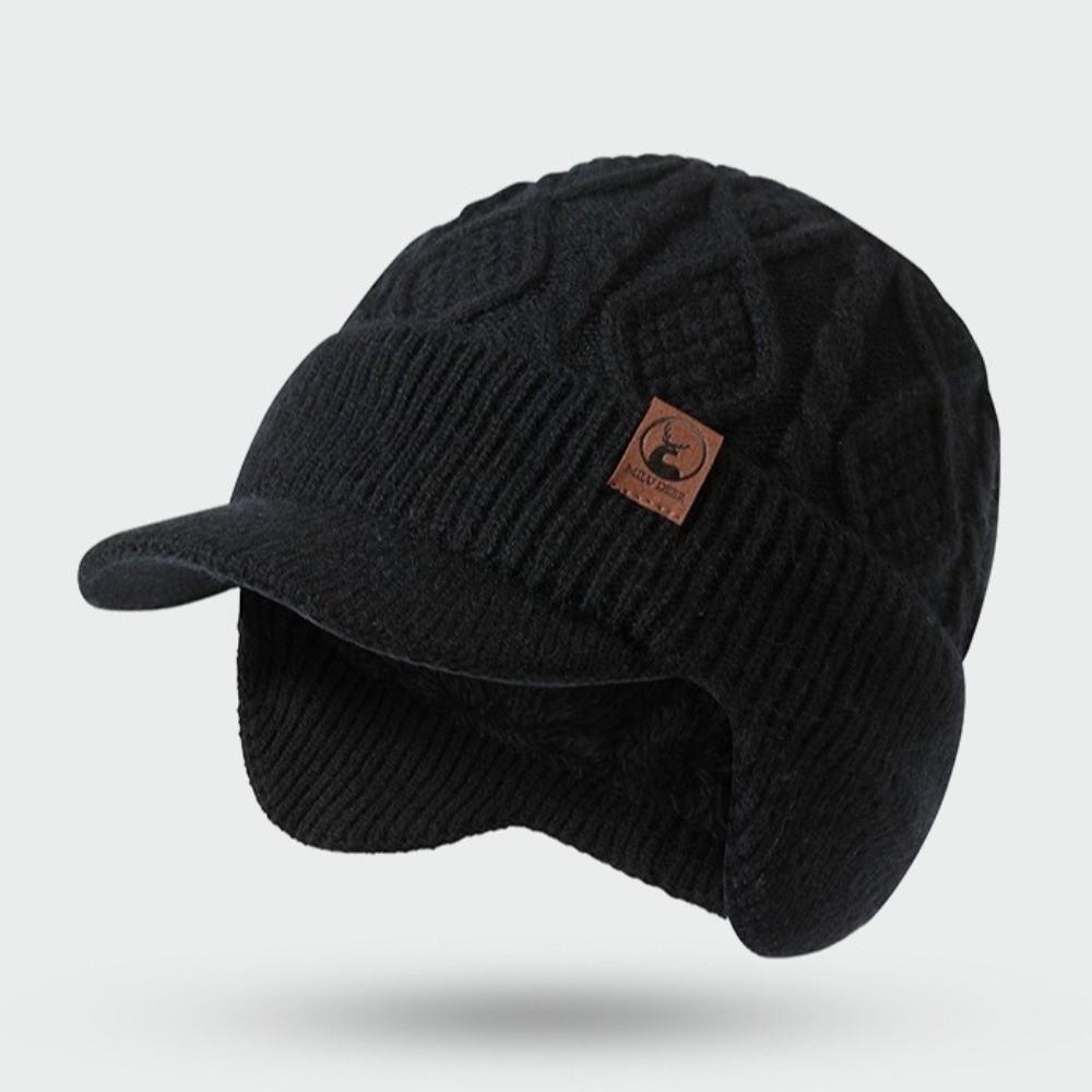 Unisex Plush Fur Lined Winter Beanie Hat Thermal Windproof Earflap Cap Thick Coldproof Knitted Hat Outdoor