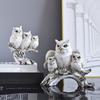 Owl Family Resin Figurines, Rustic Tree Branch Animal Statues, American Country Home Decor for Living Room TV Stand Bookshelf Bedroom, Unique