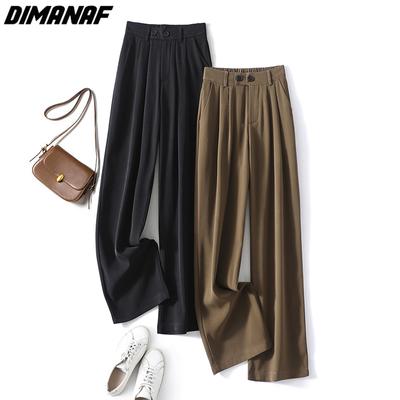 DIMANAF Plus Size Summer Long Pants Women Pants Loose Straight Female Basic Trousers Large Size Wide Leg Pants 4XL  A