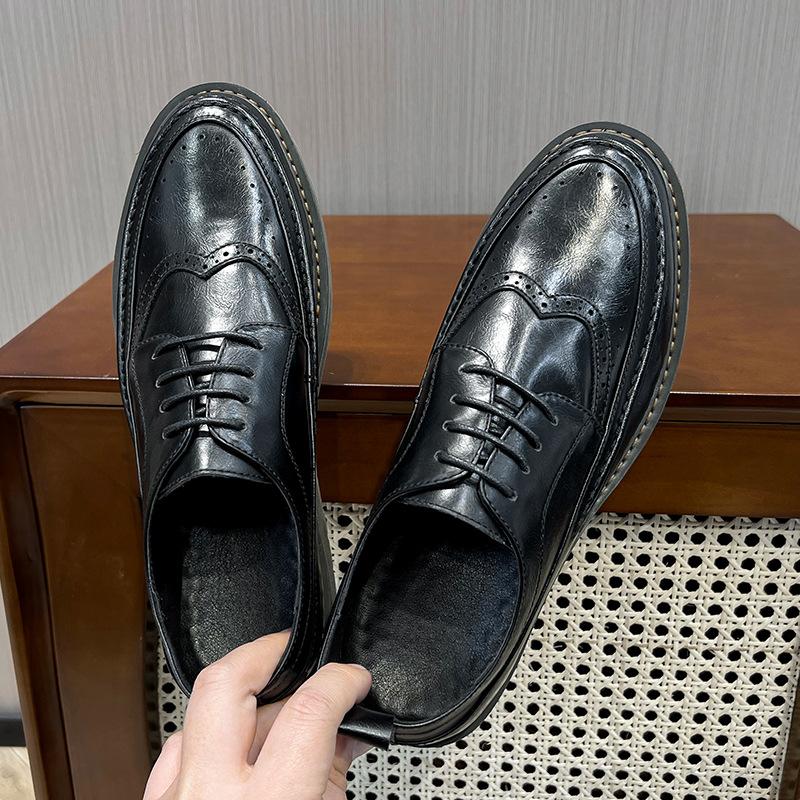 Herren Klassische Retro Brogue Schuhe Herren Schnürleder Kleiderschuhe Business Büro Herren Hochzeitsparty Derby Schuh Höhenerhöhende Schuhe