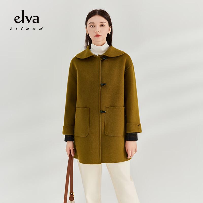 

Elva Island Women s Doll Collar Mid-Length Wool Coat M