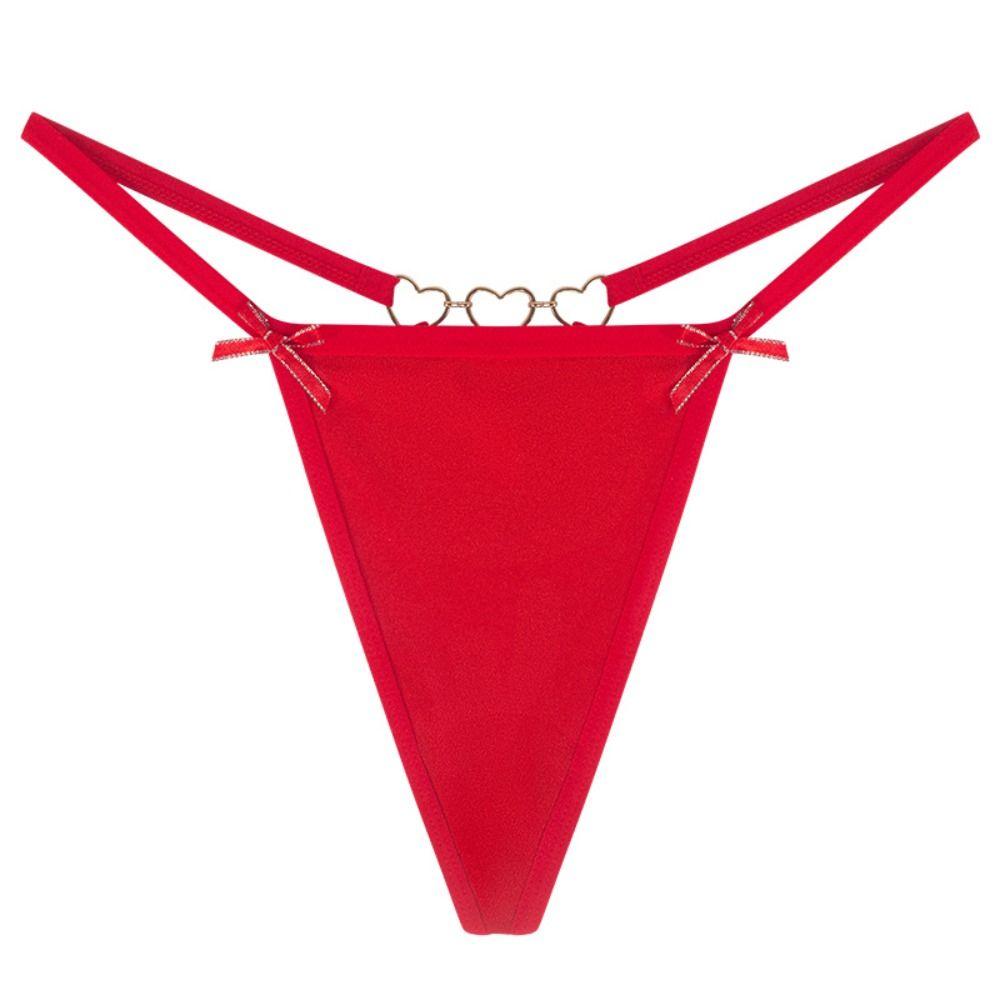 Low Waist Bow Thong Solid Color Traceless Briefs Female Lingerie Sexy G-String Women