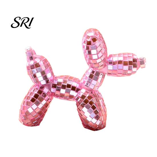 Delicate Texture Ornament Disco Dog Ornament, Maximalist Balloon Statue for Mom & Dad, Aesthetic Modern Art Piece Ball Decor, Preppy Apartment розовый