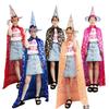 Cloak Gold Foil Costume Witch Hat Kids Adults Halloween Party Performance Stage