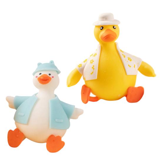 Slow-Rising Duck Squeeze Toy Soft TPR Stress Reliever with Interchangeable Outfits Portable Fidget Decompression Gadget for Kids Adults