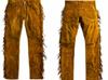 Fringes Men Soft Suede Party Wear Genuine 100% Leather Brown Lambskin Pant Motorcycle