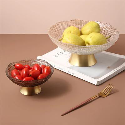 Creative Glass Fruit Plate Living Room Tea Table Home Snack Plate Metal Glass Storage Box Fruit Basket Platters and Trays Plates
