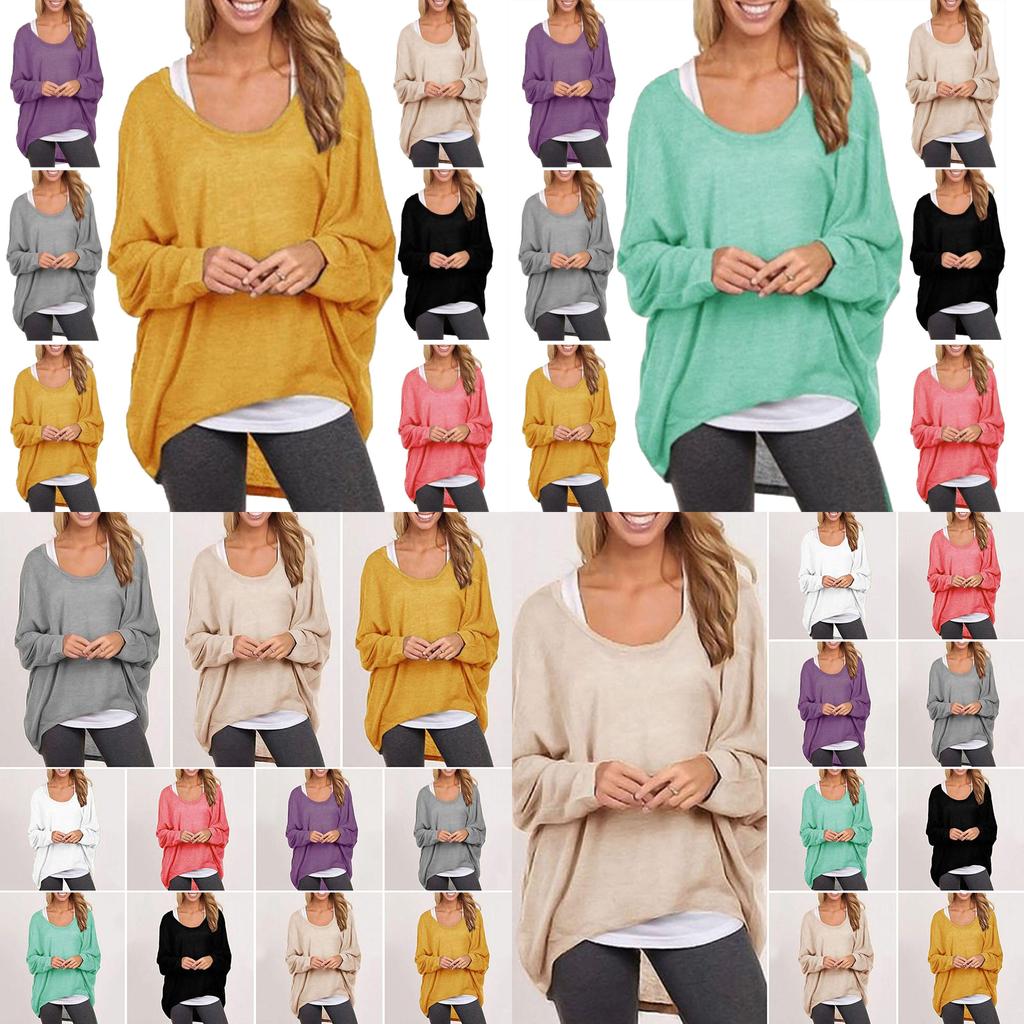 Elegant Women Plus Size Long Sleeve Pullover T-shirt With Loose Baggy Casual Fit