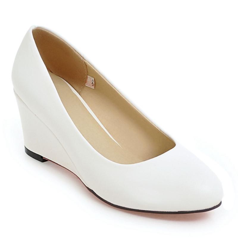 

Classic Women s Wedge Heels Shoes Fashion Pink Black White Blue Wedges Party Wedding Office Shoes Ladies Dress Pumps Spring 2025 40 білий