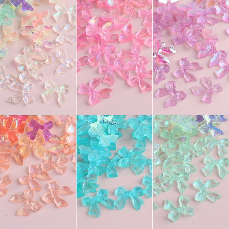 6 Grids 3D Cute Bow Nail Charms Holographic DIY Resin Aurora Decoration Valentine Nail Design Manicure Jewelry Accessories