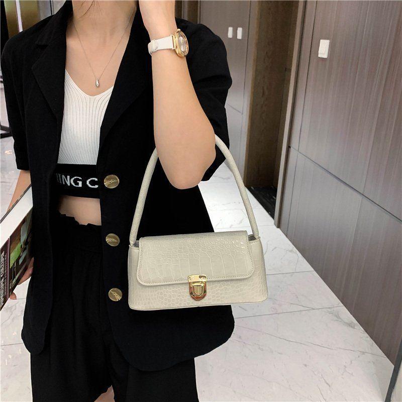 French Niche Bag, New Net Red Popular Shoulder Bag, Korean Version of The Hundred with Stone Pattern Fashion Armpit Bag