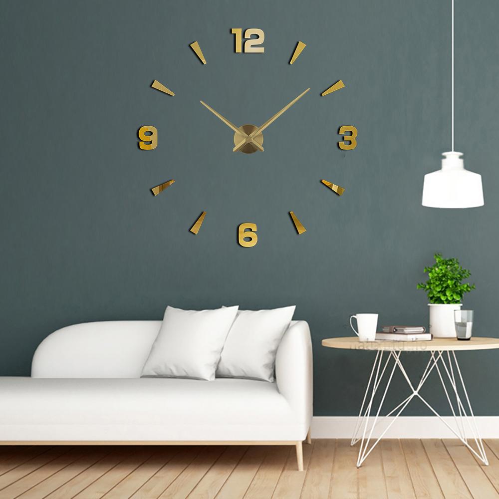 City Art Unique Nordic Luxury Acrylic Sticker Silver Big DIY 3D Home Decoration Modern Wall Clocks Wall Horloge Reloj Pared
