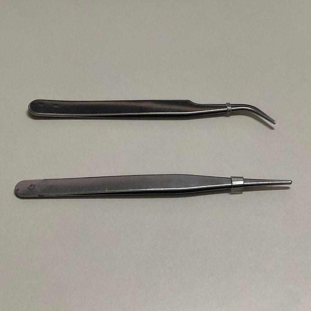 2pcs Tweezers Tip Tweezers Anti-magnetic Curved Straight