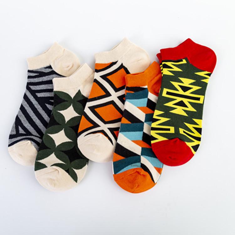 Colorful Tangram Series Cross-Border Casual Boat Socks
