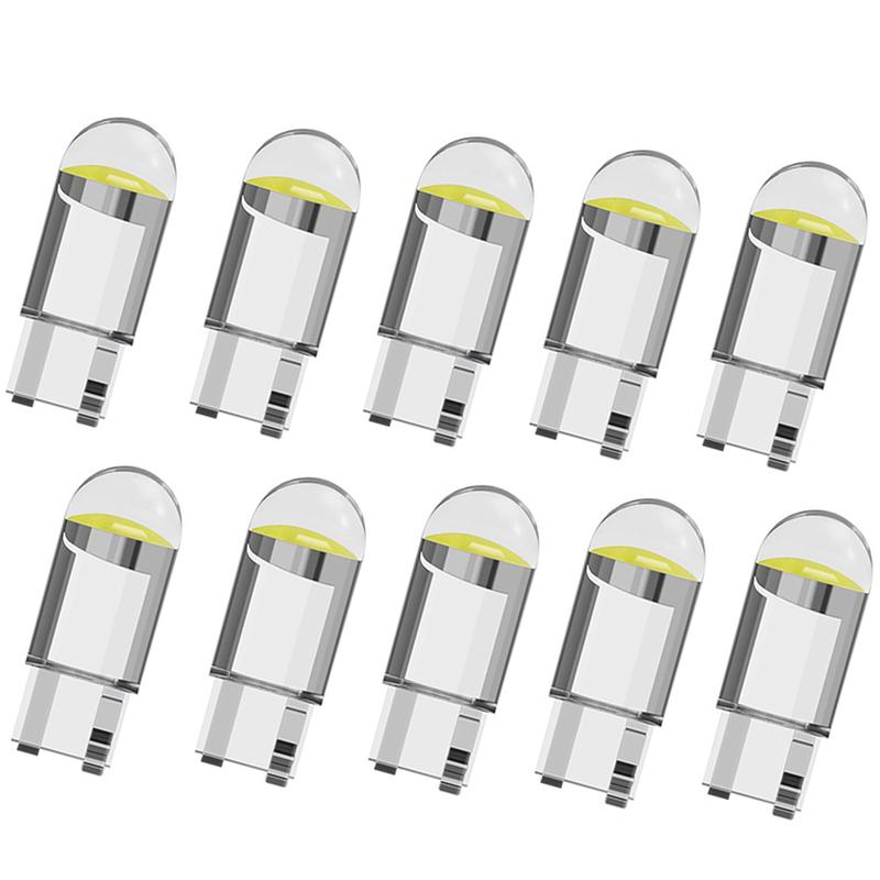 2/10pcs W5W 194 T10 Glass Housing Cob LED Car Bulb 3000K 6000K White Blue Red Wedge License Plate Lamp Dome Light