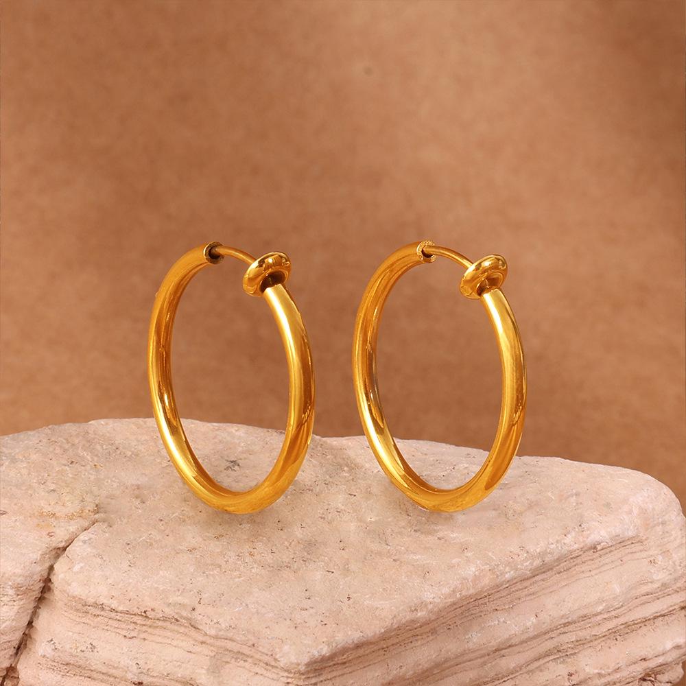 Unisex Geometric Hoop Earrings - Trendy Cross-border Hip Hop Style