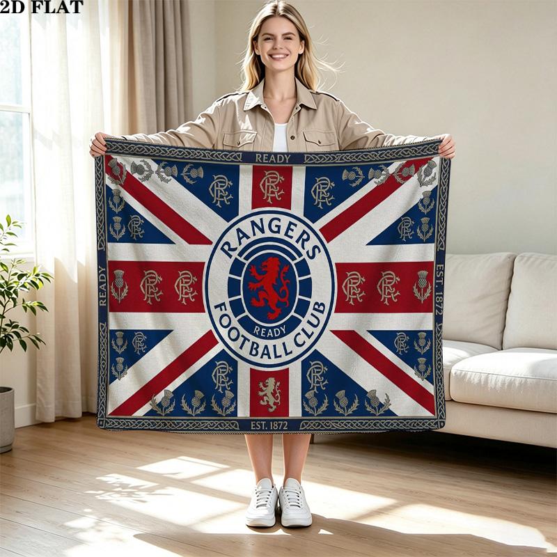 Rangers FC Print Flannel Blanket High Quality Warm Comfortable Cover for All Seasons Perfect for Gifts Home Decor