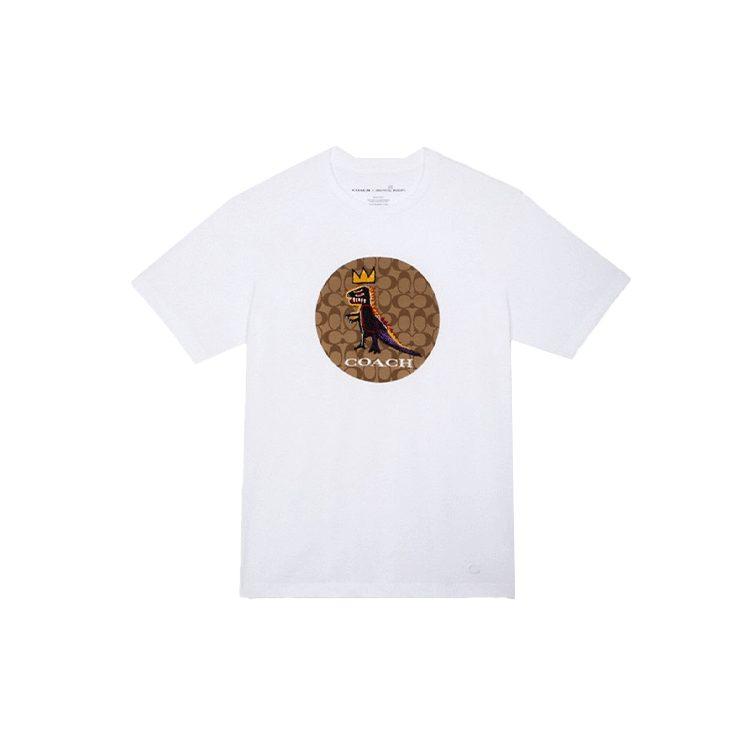 COACH T Shirts Men's White Crew Neck Moderate Straight Fit C5219-CNM