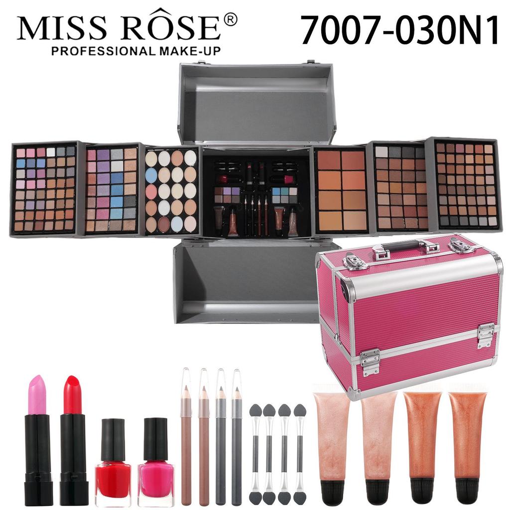 Set Paletă Machiaj MISSROSE: Fard de ochi, Luciu de buze, Ruj, Fard de obraz, Corector, Illuminator și Pudră.