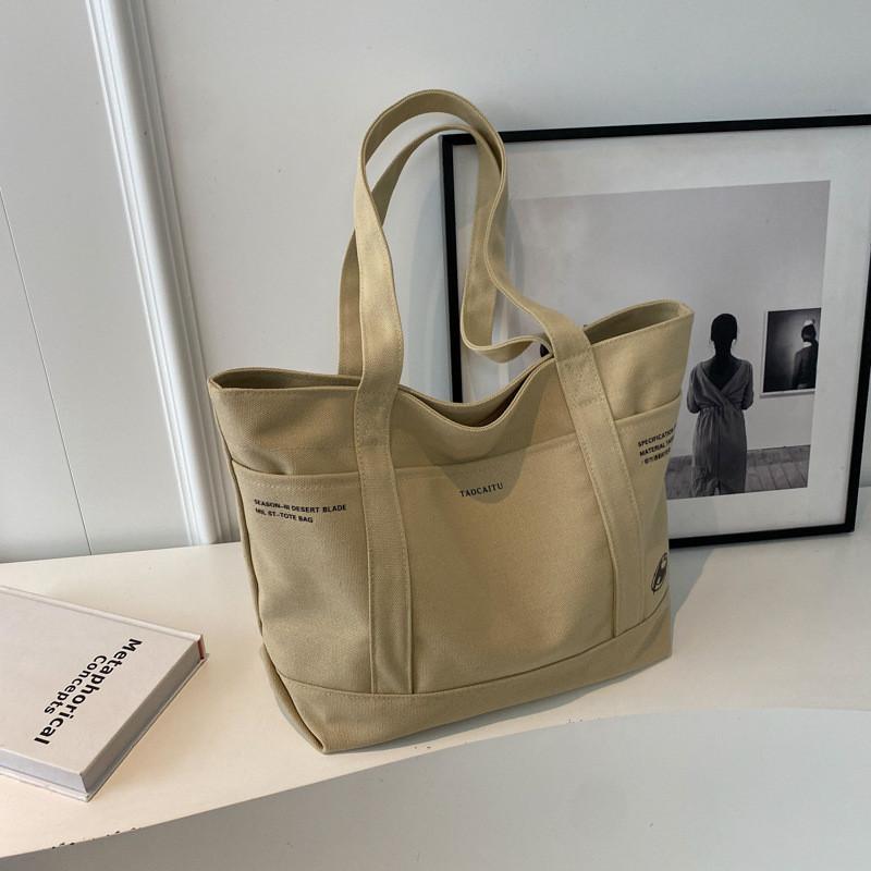 

Large Capacity Canvas Bag Women 2024 New Trendy Street Style Tote Bag Retro Commuter Shoulder Bag хакі