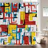 1 pack of print shower curtain polyester cloth modern geometry pattern bathroom curtains with hooks Home decoration curtain