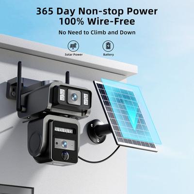 Dual Lens Solar Camera WIFI Security Outdoor Surveillance Camera Solar Panel with Battery CCTV Security PZT IP Cameras