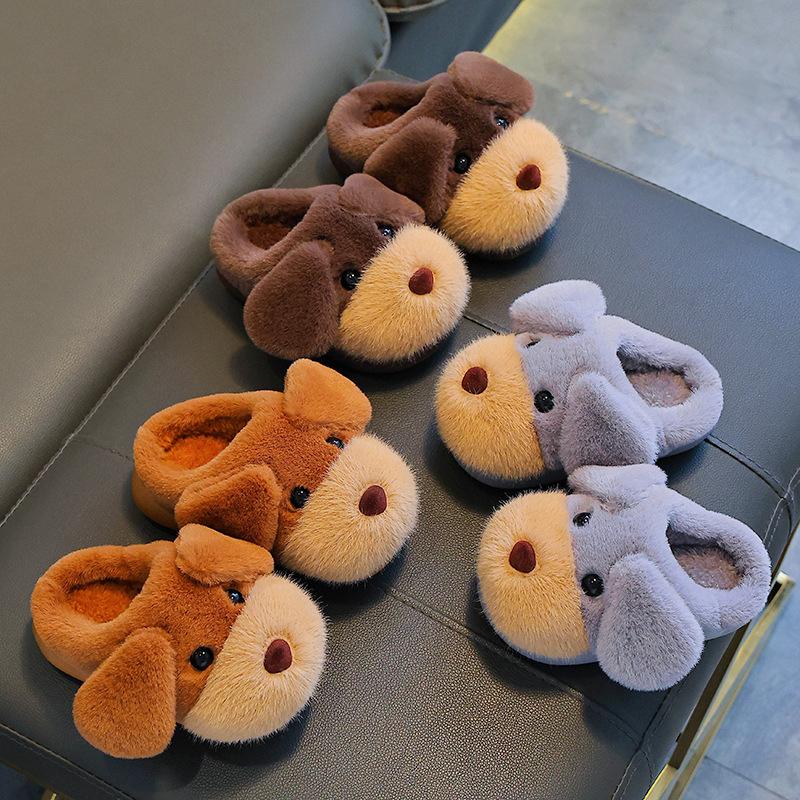 Children's Slippers - Boys' and Girls' Shoes with Fleece Lining and Thick Soles - Baby Cotton Shoes