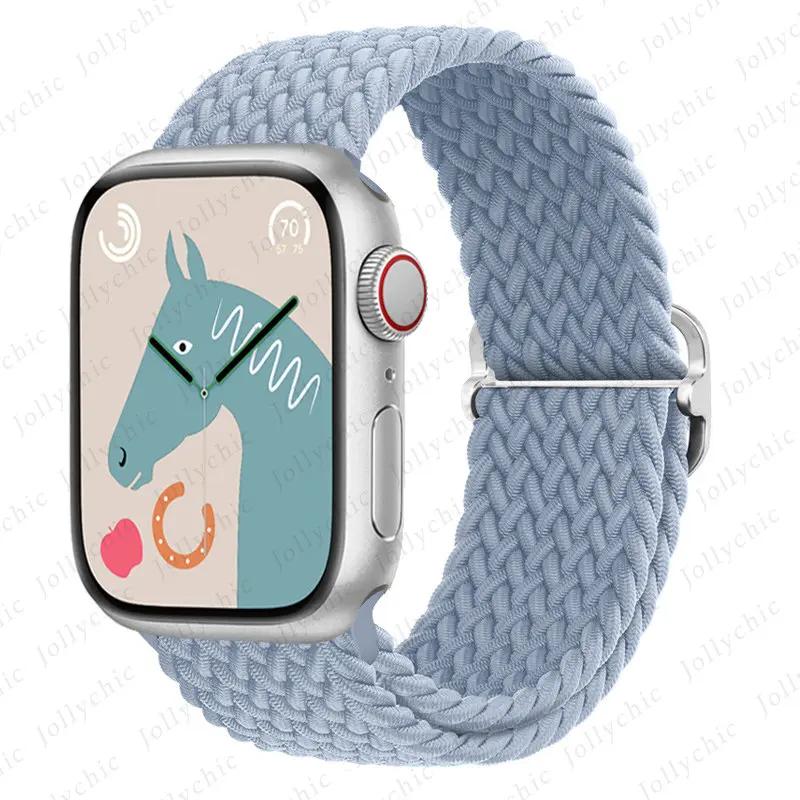 Braided Stretchy Adjustable Straps Compatible for Apple Watch Ultra 2/1 Band 38mm 40mm 41mm 42mm 44mm 45mm 49mm for Women Men