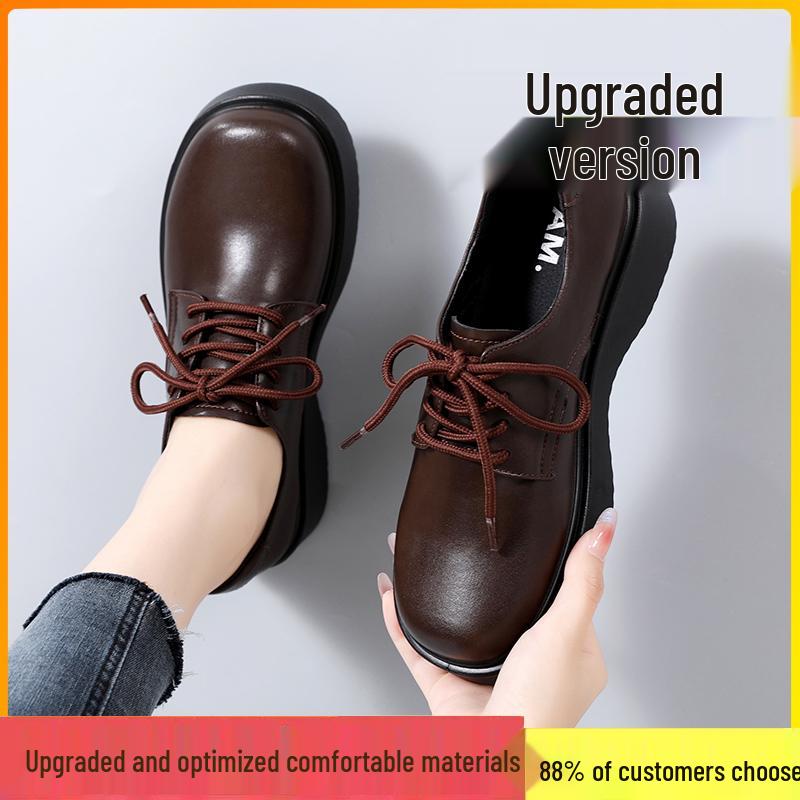 Specht Damen Mokassins mit weicher Sohle aus Leder - Neue 2025 Herbstschuhe im britischen Stil, lässig, schwarz