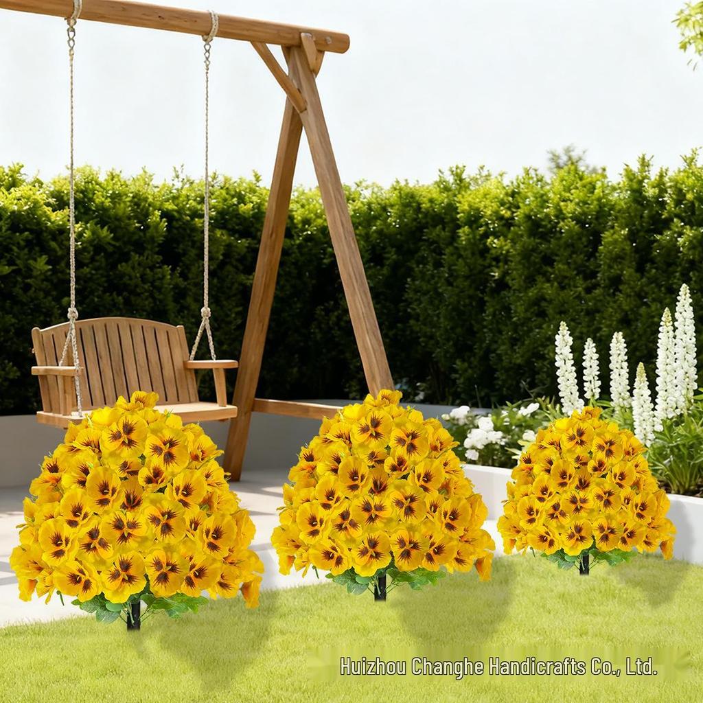 Künstliche Stiefmütterchen Schmetterlingsblume Gartenspieß für Außendekoration