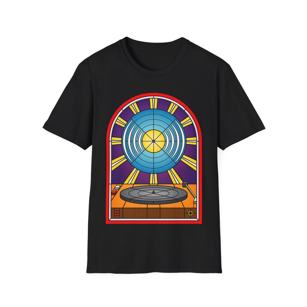 Vinyl Album T-Shirt, Stained Glass Tee, Retro Music Tee, DJ Top, Ornamental Art