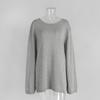 Fall Winter New Women's 100% Cotton Crewneck Sweater European American Style Loose Lazy Backless Sexy Knit Pullover