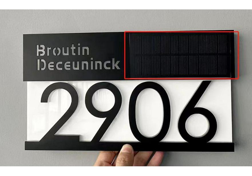 Solar-Powered Custom House Number Plaque with LED Lights