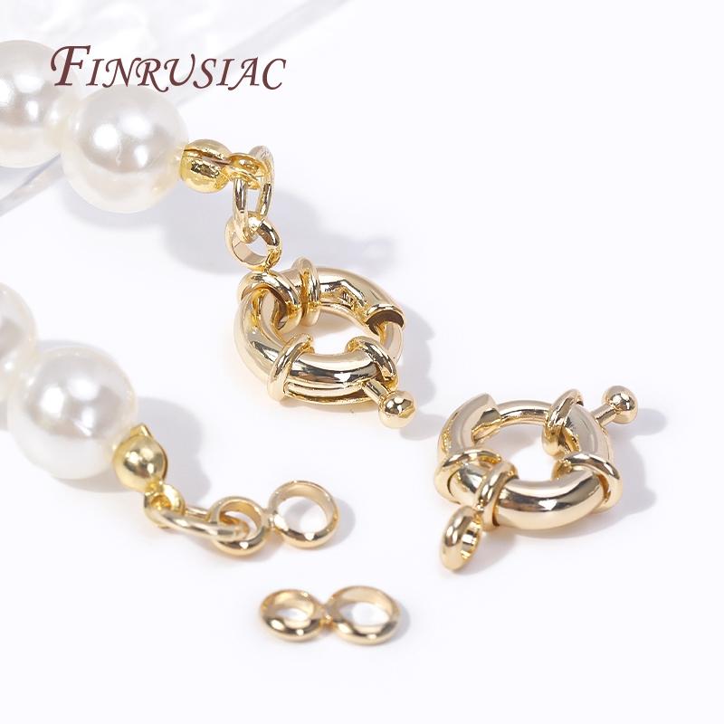 9/11.5/15MM Carabiner Spring Ring Clasps 14k Gold Plated Brass Metal Jewelry Clasps Fasteners DIY Handmade Necklace Accessories