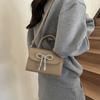 Handmade bow 2025 simple autumn new fashion solid color retro portable shoulder crossbody small square bag women