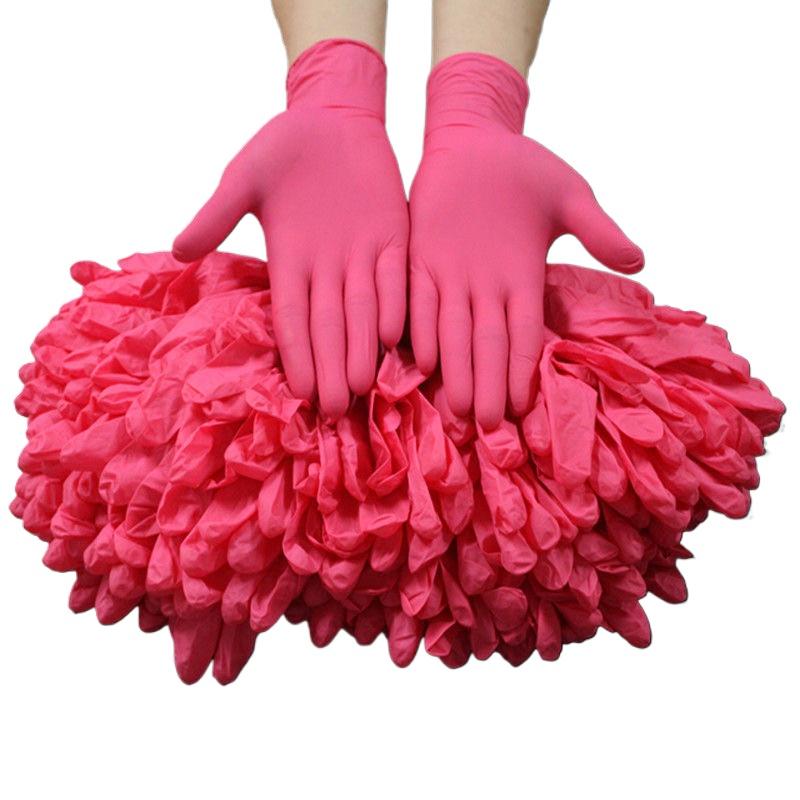 100PCS Pink Nitrile Disposable Gloves Working Gloves for Household Cleaning Kitchen Hair Salon Tattoo Gloves Latex Powder Free