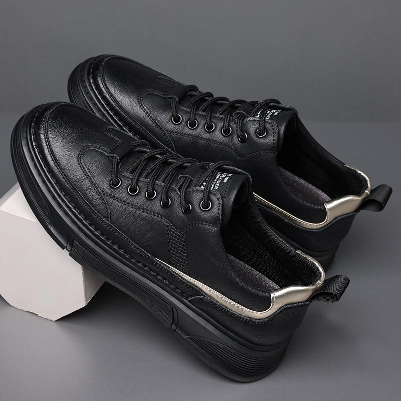 Spring new small black shoes men's low-top lace-up casual sports shoes youth fashion shoes