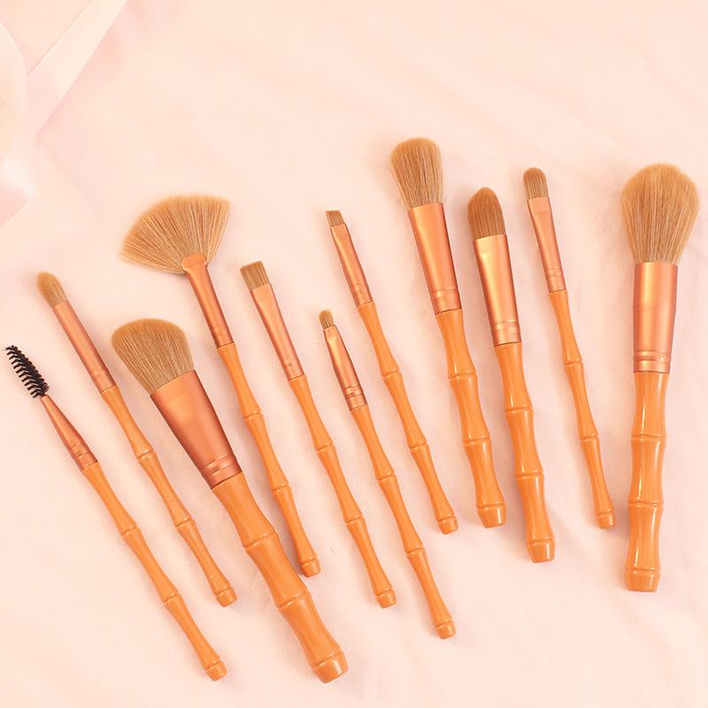 Bamboo Makeup Brush Set With Soft Bristles 12 Pieces Blush And Loose Powder Brushes Makeup Tools A4